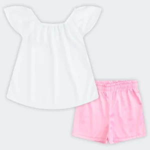 Conjunto Blusa e Short Infantil Menina Brandili Branco