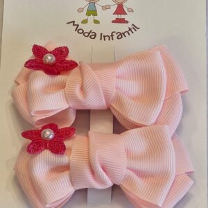 Kit Presilha Laço Com Pérola - Rosa Claro
