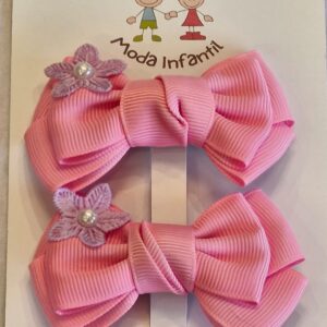 Kit Presilha Laço Com Pérola - Rosa