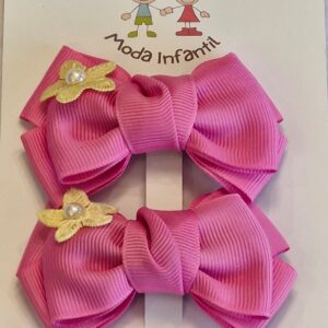 Kit Presilha Laço Com Pérola - Rosa Escuro