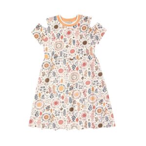 Vestido Curto Estampado Infantil Com Recortes Nas Mangas