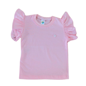 Blusa Básica em  Malha Com Manga Franzida