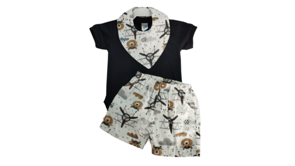 Conjunto Body e Short Menino Acompanha Bandana/Babador
